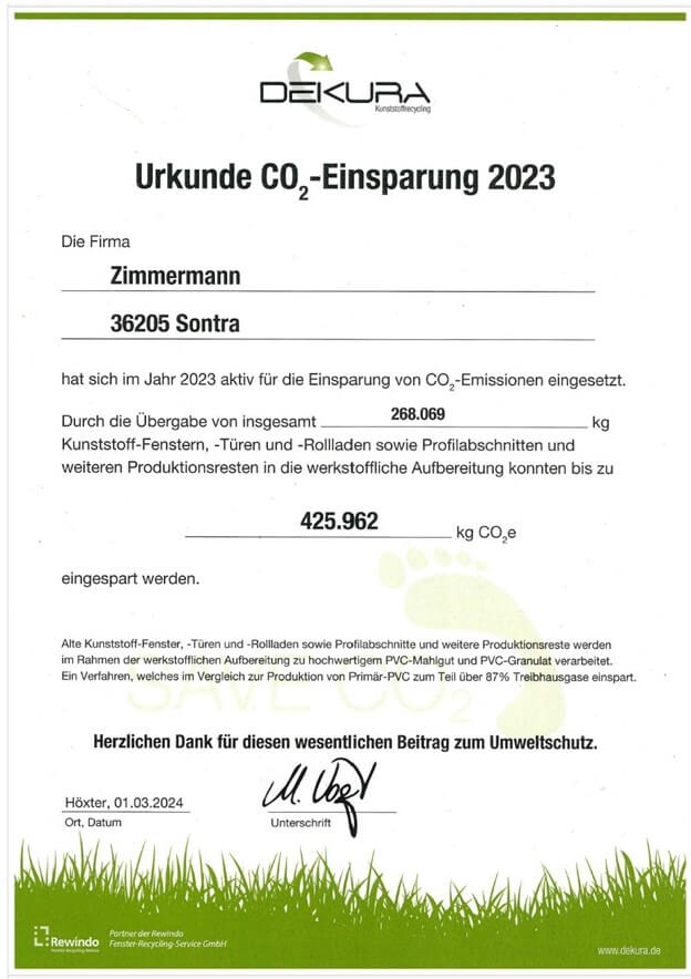 dekura co2 einsparung